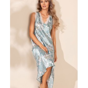 Длинная сорочка из шёлка Mia-Amore AIRIS 4878, Цвет: нежно-бирюзовый, Размеры: 2XL