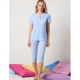 Комплект футболка с капри Sielei DAISY DA11, Цвет: indaco/giallo (индиго/желтый), Размеры: L