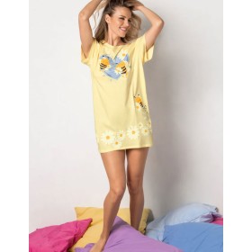 Удлиненная футболка с принтом Sielei DAISY DA42, Цвет: indaco/giallo (индиго/желтый), Размеры: M