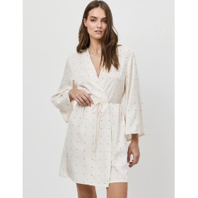 Короткий халат под пояс Aruelle ADA, Цвет: экрю, Размеры: XS