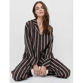 Полосатый комплект с брюками Aruelle CEDAR SET, Цвет: шоколадный, Размеры: XS