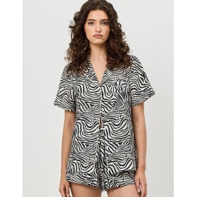 Вискозная пижама с шортами Aruelle SWAY, Цвет: черный/молочный, Размеры: XS