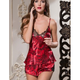 Шелковый комплект с шортами Mia-Amore CARMEN 3165, Цвет: бордо, Размеры: 2XL