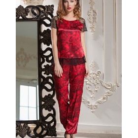 Шелковая пижама с брюками Mia-Amore CARMEN 3166, Цвет: бордо, Размеры: 2XL