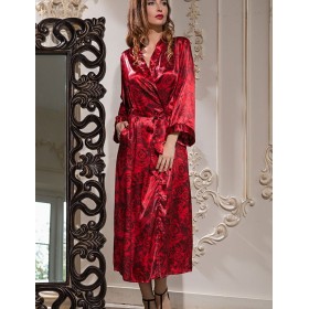 Длинный шелковый халат Mia-Amore CARMEN 3169, Цвет: бордо, Размеры: 2XL/3XL