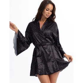 Атласный мини-халат Mia-Amore BETTY 2334, Цвет: черный, Размеры: 2XL/3XL