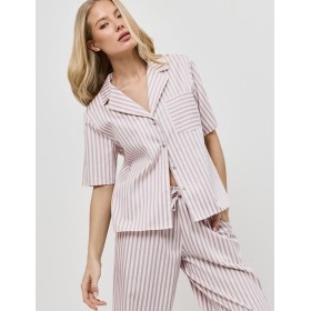 Хлопковая пижама с брюками Aruelle ELOW, Цвет: светло-розовый, Размеры: S