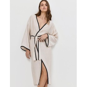 Женский халат из вискозы Aruelle HORIZON, Цвет: светло-бежевый, Размеры: S