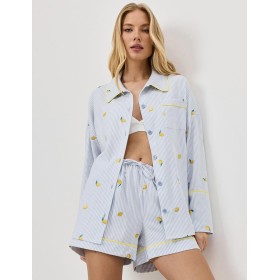 Пижама с шортами Aruelle LENORA, Цвет: светло-голубой, Размеры: M