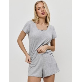 Пижама женская с шортами Aruelle NEVE, Цвет: светло-серый, Размеры: S
