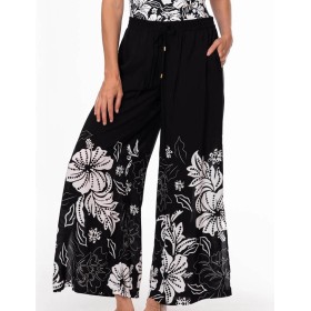 Широкие брюки с цветочным узором Jantzen JZ26066C, Цвет: чёрный/белый, Размеры: L