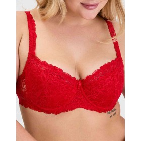 Кружевной бюстгальтер на поролоне Lina A 6086 красный, Цвет: красный, Размеры: 90B