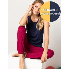 Пижама из хлопка майка+штаны Sielei CITY CI17 ocra/blu, Цвет: ocra/blu (желтый/синий), Размеры: 3XL