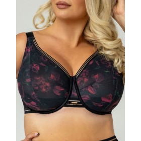 Бюстгальтер бралетт Kris Line BLOSSOM Soft Bralette, Цвет: черный+сиреневый, Размеры: 100E