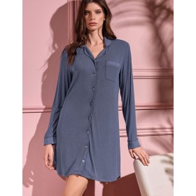 Длинная рубашка на пуговицах Lormar YOGA 634116LU polvere, Цвет: polvere (синий), Размеры: L