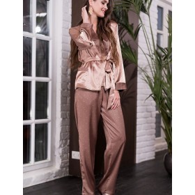Атласный комплект жакет+брюки Mia-Amore ELIZA 8176 золотистый, Цвет: золотистый, Размеры: 2XL