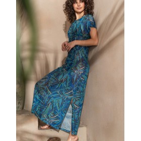 Длинное платье-туника Mia-Amore TROPICAL ISLAND 2364, Цвет: синий, Размеры: 2XL