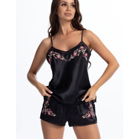 Шелковая пижама с шортами Mia-Amore VALENSIA 3262 черный, Цвет: черный, Размеры: M