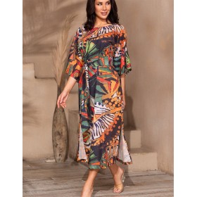 Длинная туника из хлопка Mia-Amore COLIBRI 5683, Цвет: мультицвет, Размеры: L/XL