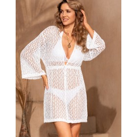 Короткий распашной халат Mia-Amore FORTUNATA 5664 белый, Цвет: белый, Размеры: 2XL/3XL