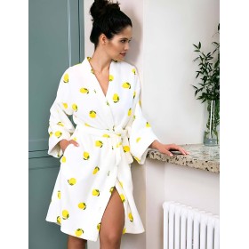 Банный халат из хлопка Sensis LEMONS, Цвет: белый, Размеры: L/XL