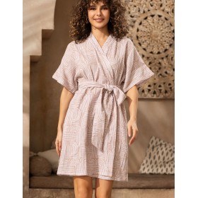 Хлопковый запашной халат Mia-Amore AMBER 5793, Цвет: бежевый, Размеры: S/M