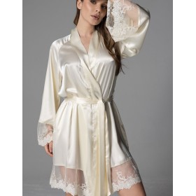Шелковый халат кимоно Mia-Amore ANABELLA 4823 сливочный, Цвет: сливочный, Размеры: 2XL/3XL