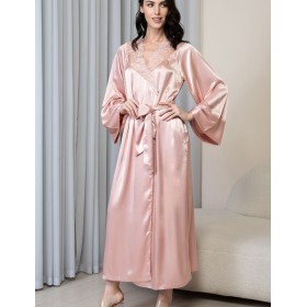 Длинный запашной халат Mia-Amore ANABELLA 4829 пудра, Цвет: пудра, Размеры: 2XL/3XL