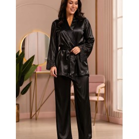 Шелковый комплект тройка Mia-Amore LILIROSE 4017 черный, Цвет: черный, Размеры: 2XL
