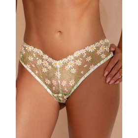 Трусики бразилиана Kinga SUMMER MUSE 1258/2-B, Цвет: белый+зеленый, Размеры: XS