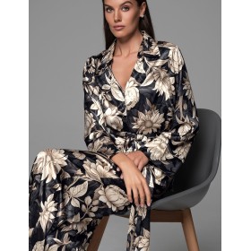 Черная пижама с цветами Mia-Amore DENISA 4866, Цвет: мультицвет, Размеры: 2XL