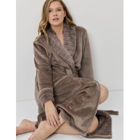Длинный тёплый халат Aruelle DEMI TAUPE, Цвет: тауп, Размеры: L