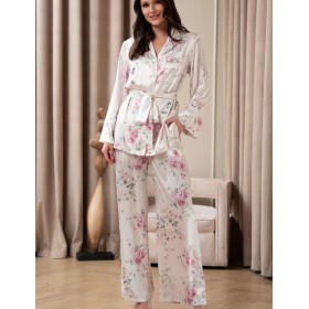 Пижама-двойка с цветами Mia-Amore FELICIA 9036, Цвет: молочный, Размеры: 2XL