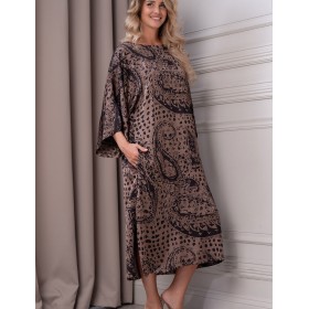 Длинная шелковая туника Mia-Amore AIDA 9054, Цвет: шоколадный, Размеры: 3XL