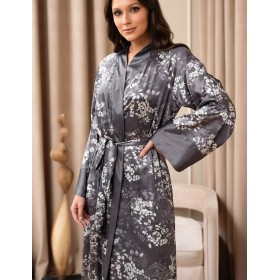 Запашной длинный халат Mia-Amore FEDERICA 9109, Цвет: графитовый, Размеры: 4XL/5XL
