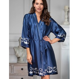 Шелковый халат-кимоно Mia-Amore BAROCCO 8613, Цвет: синий, Размеры: S/M