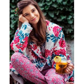 Теплый халат Key LGD 568, Цвет: белый/красный, Размеры: S/M