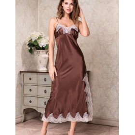 Сорочка шелковая длинная Mia-Amore MARILIN 3108 шоколадный, Цвет: шоколадный, Размеры: S