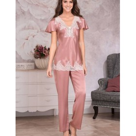 Шелковый комплект с брюками Mia-Amore MARILIN DELUXE 3446 чайная роза, Цвет: чайная роза, Размеры: S
