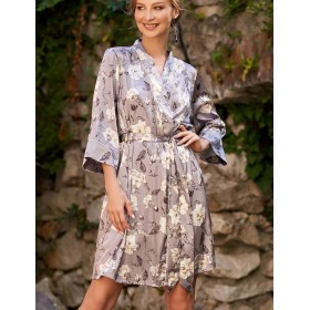 Халат-кимоно из натурального шелка Mia-Amore GRACIA 3583, Цвет: серый, Размеры: L/XL