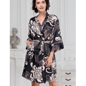 Халат-кимоно атласный Mia-Amore DA VINCI 8443 черный, Цвет: черный, Размеры: S/M