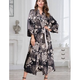 Халат-кимоно атласный длинный Mia-Amore DA VINCI 8449 черный, Цвет: черный, Размеры: 4XL/5XL