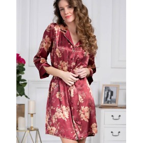 Рубашка-халат из шелка Mia-Amore BURGUNDIA 3627, Цвет: бургундия, Размеры: 2XL