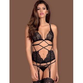 Корсет с трусиками Obsessive MIXTY CORSET, Цвет: черный, Размеры: L/XL