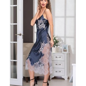 Сорочка шелковая длинная Mia-Amore ALEXANDRIA 3578, Цвет: темно-синий, Размеры: XL