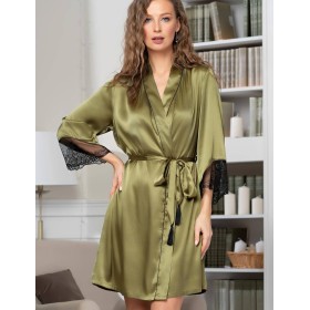 Халат-кимоно шелковый Mia-Amore OLIVIA 3643 оливковый, Цвет: оливковый, Размеры: L/XL
