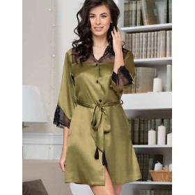 Рубашка-халат из шелка Mia-Amore OLIVIA 3647 оливковый, Цвет: оливковый, Размеры: XS