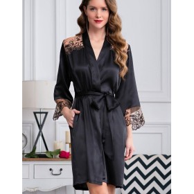 Шелковый халат-кимоно Mia-Amore AMANDA 3633, Цвет: черный, Размеры: XS
