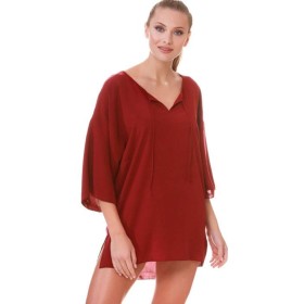 Пляжная туника Jolidon RFQ24 винный, Цвет: винный, Размеры: S