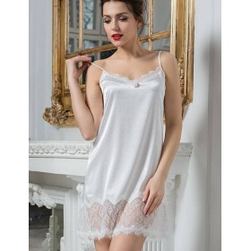 Атласная ночная сорочка Mia-Amore PRINCESS 8041, Цвет: молочно-белый, Размеры: S